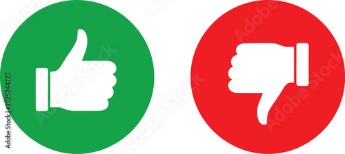 Bild auf Leinwand Green thumbs up and red thumbs down icons set for feedback and voting signs Vect