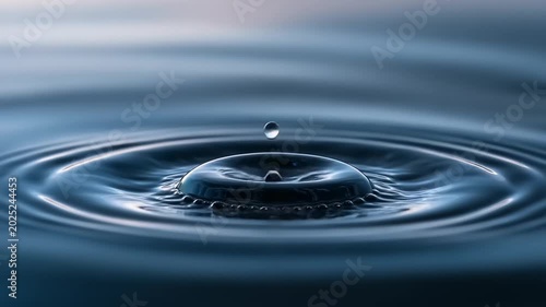 Water Droplet Impact Creating Ripples on Surface