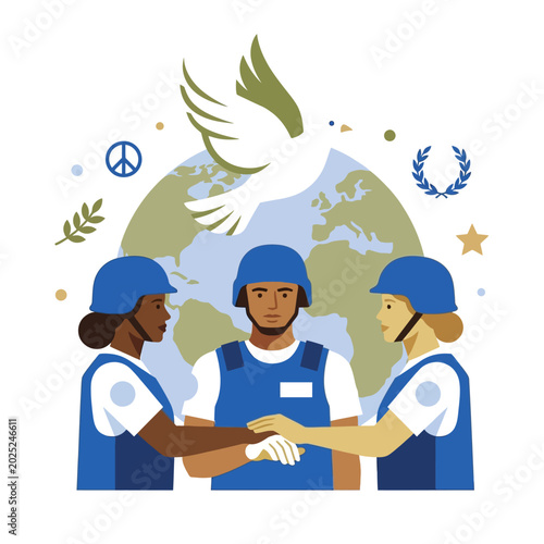 Bild auf Leinwand International Day of UN Peacekeepers Flat Vector Illustration — United Nations B