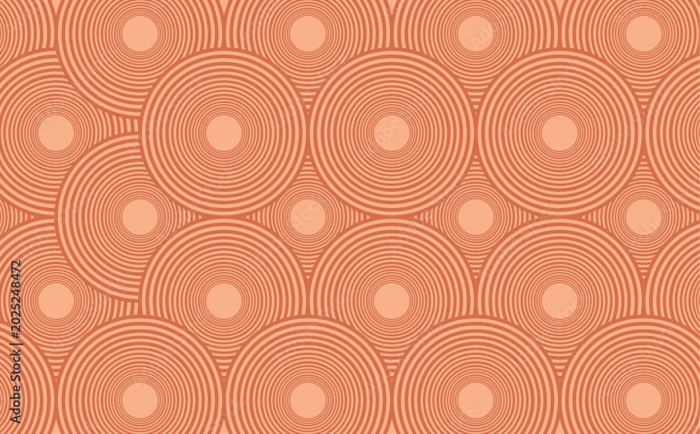 Fototapeta premium Seamless retro geometric circle pattern with concentric ring shapes vintage abstract background and modern minimal decorative wallpaper design for textile and print