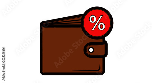 Wallet illustration with a percentage symbol for finance and savings