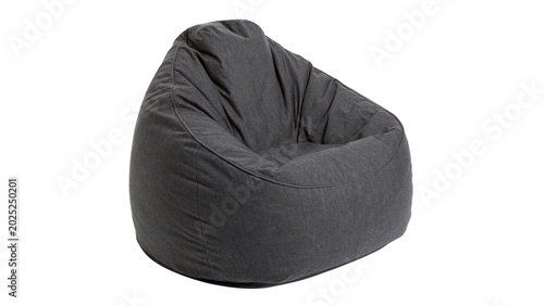 фотографія A comfortable large dark grey fabric bean bag chair for home lounging or relaxat