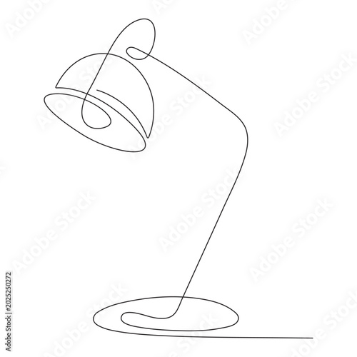Table lamp isolated on white background. One line art continuous interior lamp vector illustration.