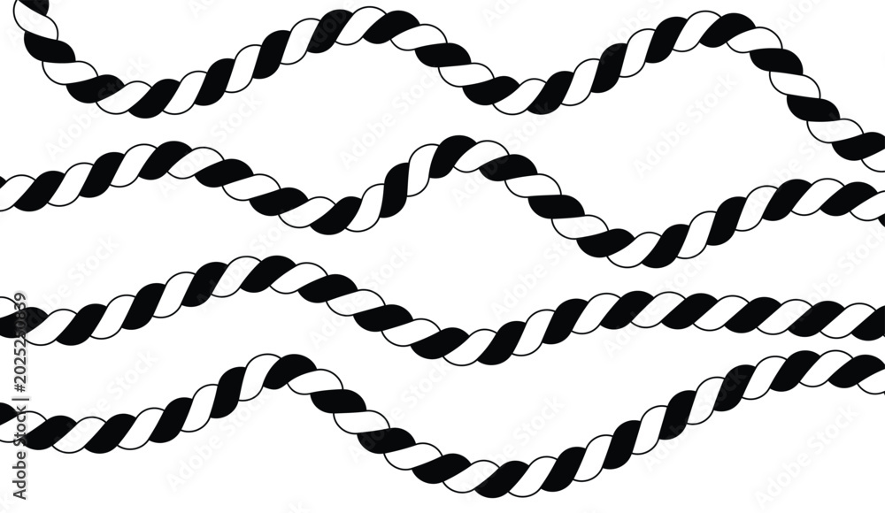 Φωτογραφία Black and white rope pattern vector illustration seamless twisted cord design