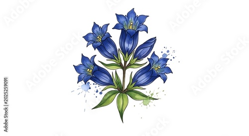 Blue Flower Illustration.