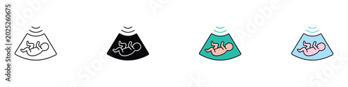 Photography Pregnancy ultrasound and fetal monitoring icon set