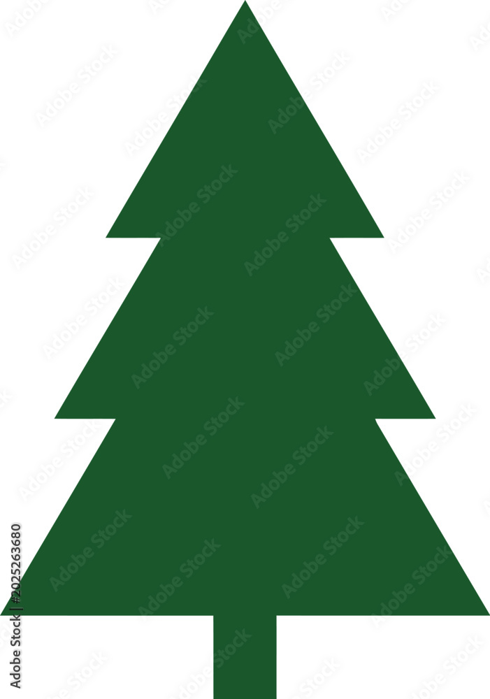 Fototapeta premium Stylized Evergreen Tree Vector Illustration in Minimalist Line Art Outline Style