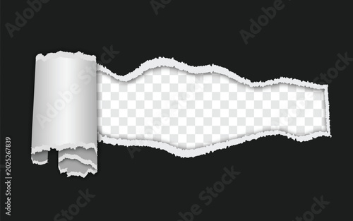 Obraz na płótnie Dark background torn paper and wide released page scroll element