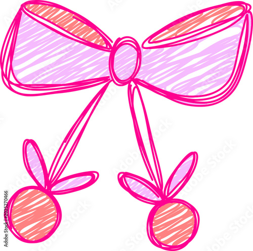 Doodle Ribbon Bow For Scrapbook