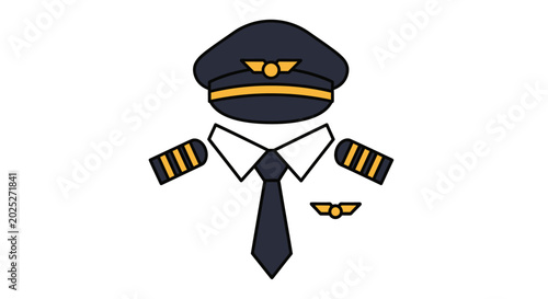 Airline pilot uniform illustration isolated vector design for aviation concepts