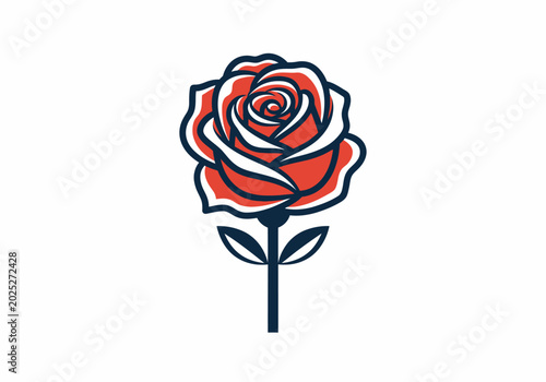 Minimalist red rose flower logo on white background