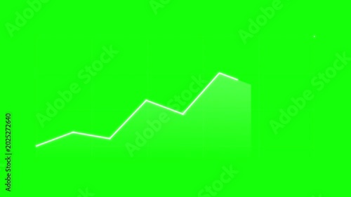 dynamic graph chart line rising on green screen