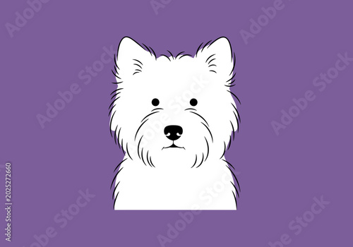Minimalist West Highland White Terrier illustration on purple background