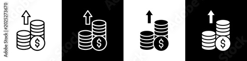 Profits black and white icon design concept