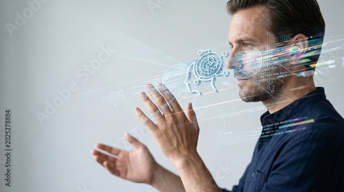 Futuristic Human Interaction with Artificial Intelligence Digital Technology Concept