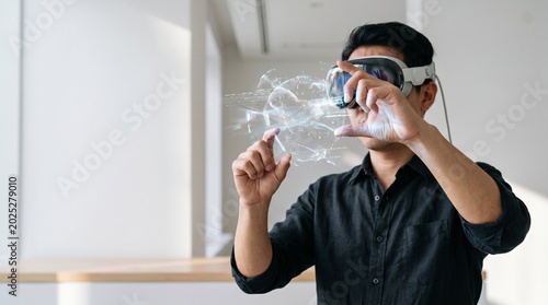 Virtual Reality Interaction and Futuristic Digital Technology Concept