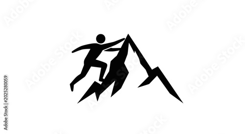 Silhouette of a person climbing a mountain peak adventure concept