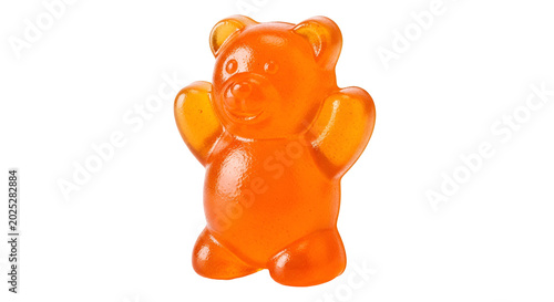 Orange Gummy Bear Candy Isolated Transparent Background Realistic Photo