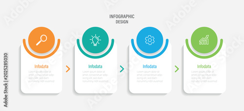 Steps business timeline process infographic template design with icons.  Abstract elements of graph, diagram, parts or processes. Vector template for presentation.  