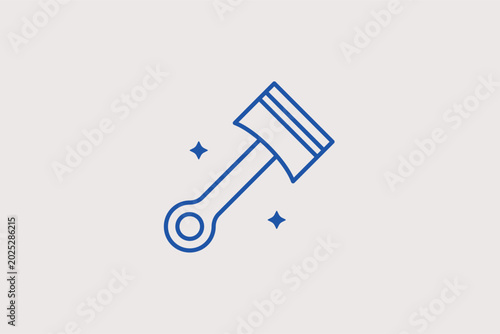 Foto An engine piston with a connecting rod line icon for internal combustion repair and motor overhaul schemes