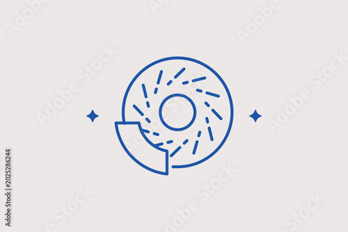 Bild auf Leinwand A ventilated car brake disc with a caliper line icon for vehicle braking system diagnostics and safety inspection logs