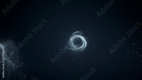 The sequence of images captures the formation and evolution of a galaxy over time. It begins with a sparse distribution of stars within a dark sky, gradually revealing a more defined spiral structure