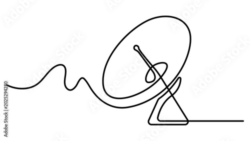 Bild auf Leinwand Continuous line drawing of a satellite dish antenna