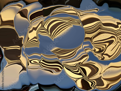 Luxury Liquid Gold and Chrome Abstract Background with Metallic Fluid Waves