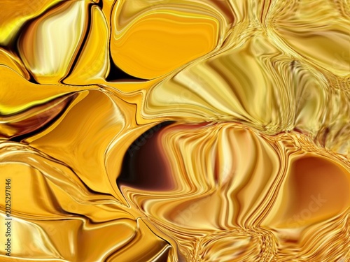 Luxury Golden Metallic Foil Texture with Abstract Liquid Crystal Reflections