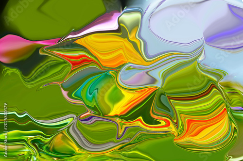 Vibrant Multicolor Fluid Abstract Background with Psychedelic Liquid Wave Textures