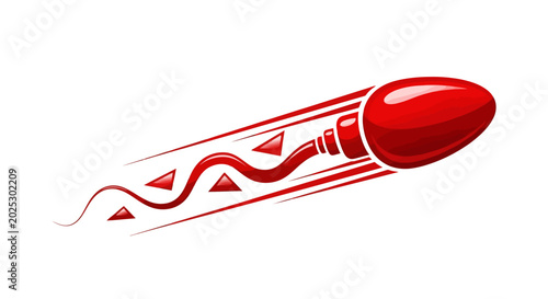 Bild auf Leinwand Red Glossy Sperm Cell Vector Illustration with Motion Lines