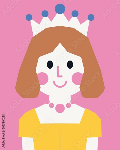 Cute Playful Queen Illustration in Simple Graphic Style