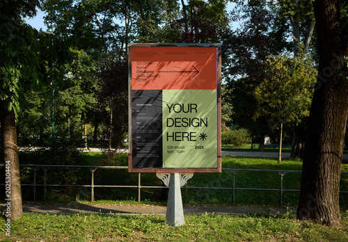 Mockup Of Customizable Poster In Park