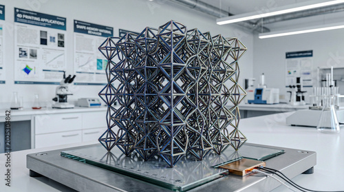 Shape-memory polymer lattice with iridescent 4D printed structure detail