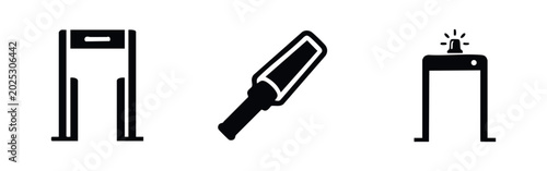Cuadro en lienzo Airport Security Checkpoint Icons - Walk-Through and Hand-Held Metal Detectors