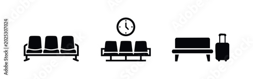 Obraz na płótnie Public Waiting Area and Terminal Seating Icons