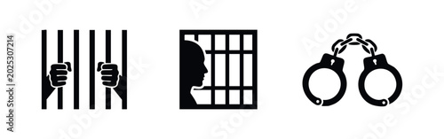 Tableau sur toile Prison Justice and Handcuffs Icons