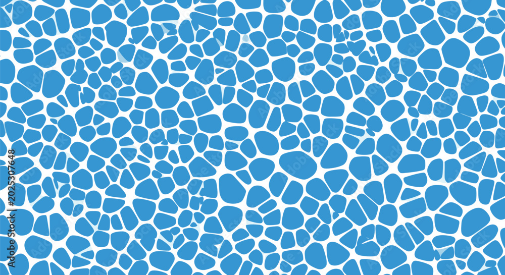 Fototapeta premium Blue pebble pattern vector water texture background with organic mosaic stones for summer design