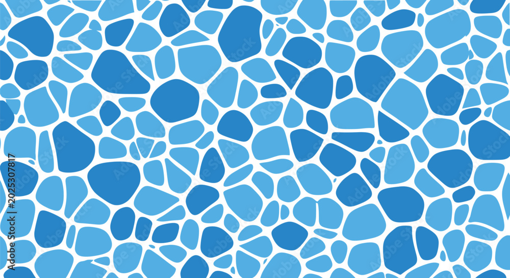 Obraz premium Blue Mosaic Water Texture Vector Background with Abstract Pebble Pattern