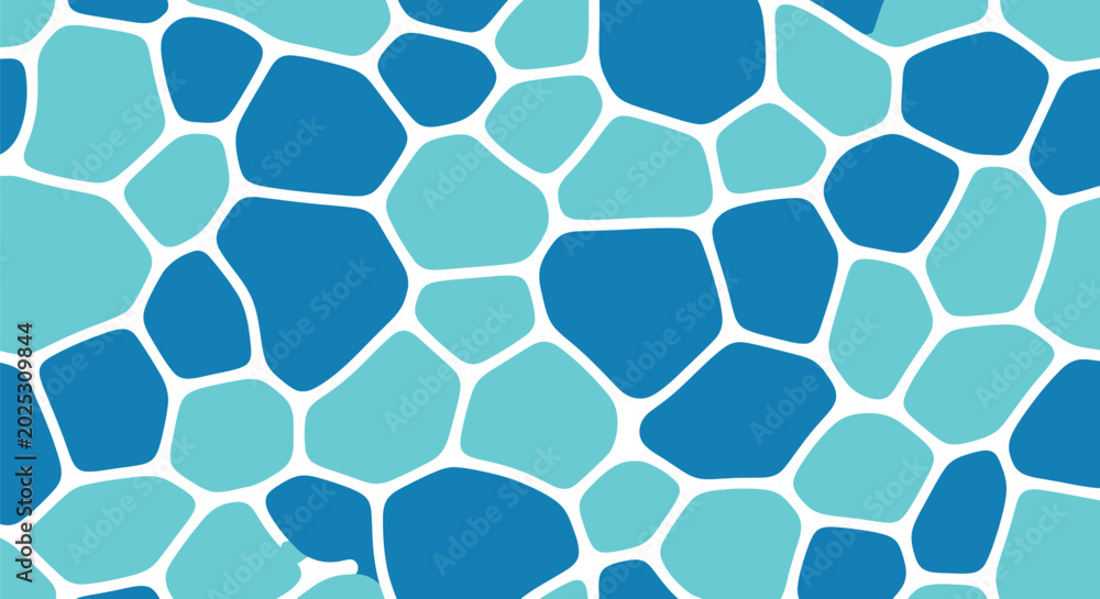 Fototapeta premium Blue Water Texture Vector Mosaic Pattern Background with Seamless Geometric Tiles