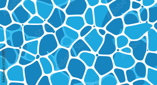 Blue swimming pool water texture vector pattern with mosaic tile caustics background