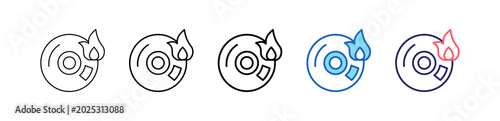 Photos Burn Cd Icon In 5 Different Styles Set Collection.