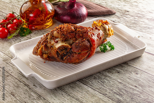 Принти на полотні Baked pork knuckle with spices