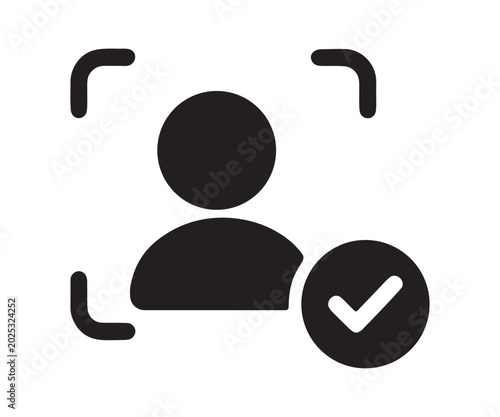 Face Recognition Security Icon – Biometric User Verification with Check Mark
