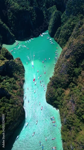 Turquoise Lagoon Phi Phi Lee Island Boats Glide Through Paradise Thailand