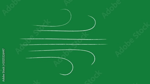 Hand Drawn Wind Blowing Effects Animation on Green Screen Background