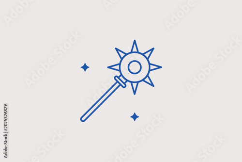 Photos A medieval spiked mace weapon line icon for historical armory exhibitions and ancient forge workshop portfolios