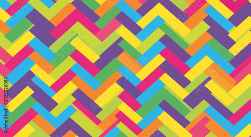 Billede på lærred Abstract rainbow chevrons arranged vertically to create lively motion and decorative artistic harmony