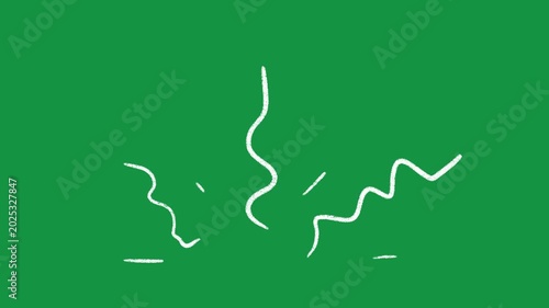 Hand Drawn Squiggly Shock Lines and Surprise Accent Animation on Green Screen Background