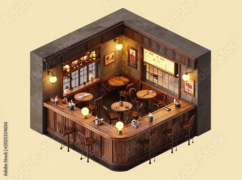 Cozy Isometric Vintage Bar Diorama